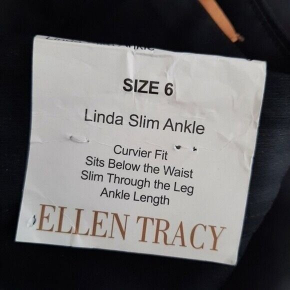 ELLEN TRACY Linda Slim Classic Ankle Crop Pants Black Sz 6 - Picture 9 of 11